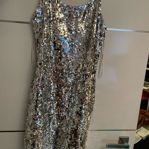 Alice + Olivia Silver Backless Dress